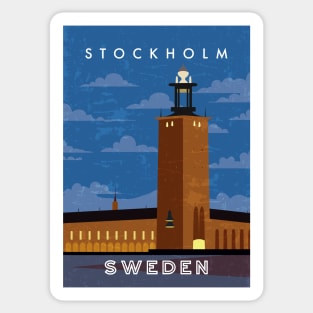 Stockholm, Sweden. Retro travel poster Sticker